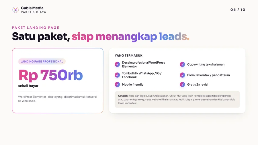 Contoh landing page karya Gubis 5