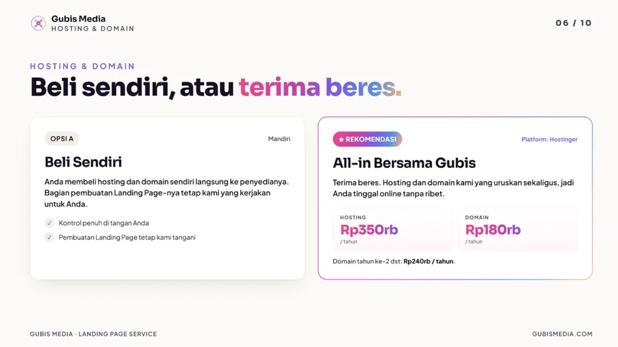 Contoh landing page karya Gubis 6
